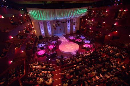 Use of circular stage in tradtional theatre setting